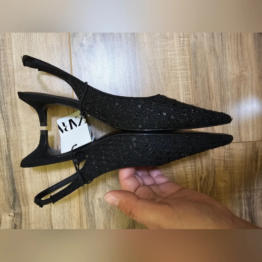 Zara SLINGBACK FABRIC HEELS - Picture 7 of 16